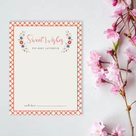 Red Sweet Floral Wishes For Baby Shower Card  Notitiekaartje