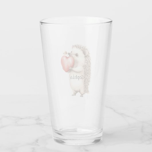 Red Sweet Heart Hedgehog Glas (Achterkant)