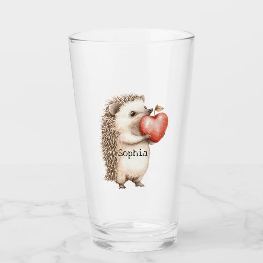 Red Sweet Heart Hedgehog Glas (Voorkant)