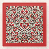 Red Sweet Hearts Glazen Onderzetter (Voorkant)