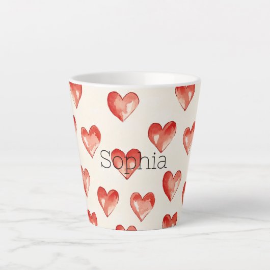 Red Sweet Hearts Valentijnsdag Latte Mok (Voorkant)