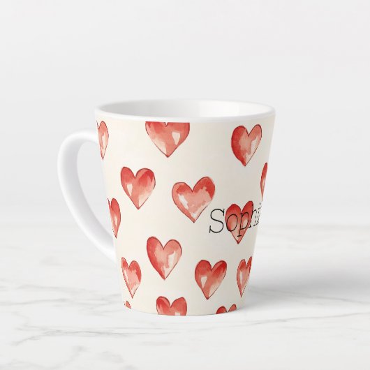 Red Sweet Hearts Valentijnsdag Latte Mok (Linkerhoek)