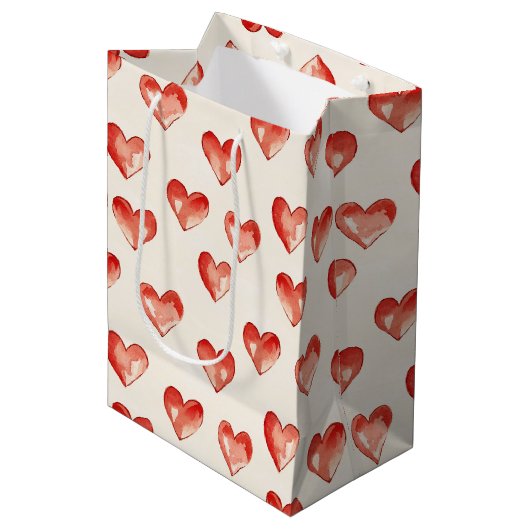 Red Sweet Hearts Verjaardag Medium Cadeauzakje (Voorkant Gekanteld)
