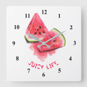 Red Sweet Juicy Watermeloen Tasty - Tekening Vierkante Klok