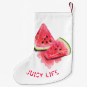 Red Sweet Juicy Watermelon met kerstmis Kleine Kerstsok (Achterkant)