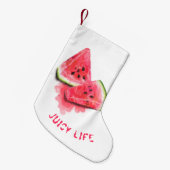 Red Sweet Juicy Watermelon met kerstmis Kleine Kerstsok (Voorkant (Hangend))