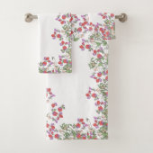  Red Sweet Pea Flowers Bath Towel Set Bad Handdoek (Insitu)