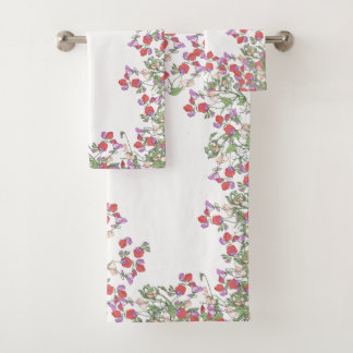  Red Sweet Pea Flowers Bath Towel Set Bad Handdoek