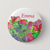 Red Sweet Peas Name Tag Ronde Button 5,7 Cm (Voorkant)