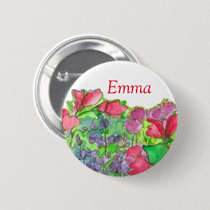 Red Sweet Peas Name Tag Ronde Button 5,7 Cm