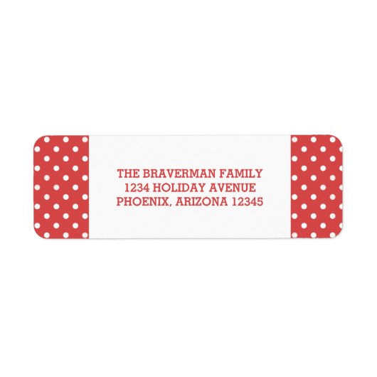 Red Sweet Polka Dot Holiday Adresetiketten Etiket (Voorkant)