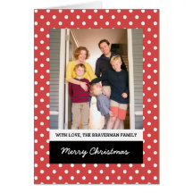 Red Sweet Polka Dot Holiday Foto Wenskaart