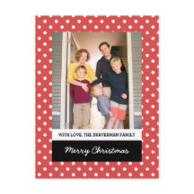 Red Sweet Polka Dot Holiday Photo Briefkaart