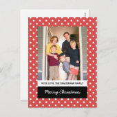 Red Sweet Polka Dot Holiday Photo Briefkaart (Voorkant / Achterkant)