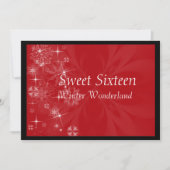 Red Sweet Sixteen Uitnodiging met Snowflakes (Voorkant)