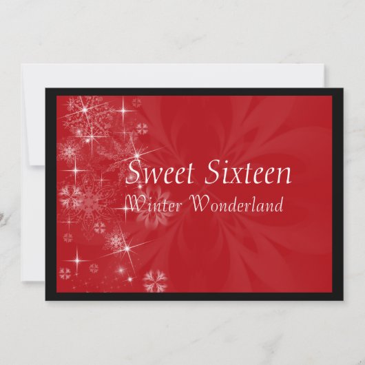 Red Sweet Sixteen Uitnodiging met Snowflakes (Voorkant)