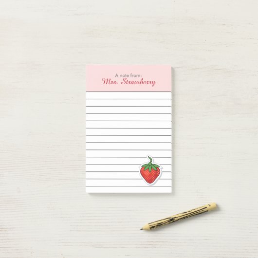 Red Sweet Strawberry - gepersonaliseerd Post-it® Notes (Op bureau)