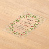 Red Sweet Wild Strawberry Flowers Baby shower Acryl Uitnodigingen (Laagn)