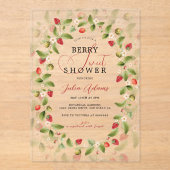 Red Sweet Wild Strawberry Flowers Baby shower Acryl Uitnodigingen (Voorkant)