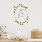 Red Sweet Wild Strawberry Flowers Wedding Poster (Keuken)