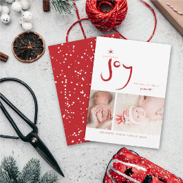 Red Sweetest Joy Cute Baby eerste kerstfoto Feestdagenkaart