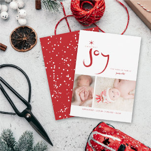 Red Sweetest Joy Cute Baby eerste kerstfoto Feestdagenkaart