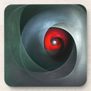 Red Swirl Artistic Modern Abstracte kunst Patroon Bier Onderzetter