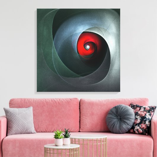Red Swirl Artistic Modern Abstracte kunst Patroon  Canvas Afdruk (Insitu (Woonkamer))