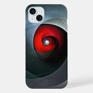 Red Swirl Artistic Modern Abstracte kunst Patroon iPhone 15 Plus Case