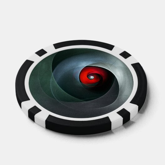 Red Swirl Artistic Modern Abstracte kunst Patroon Poker Chips (Enkel)