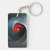 Red Swirl Artistic Modern Abstracte kunst Patroon Sleutelhanger (achterkant)