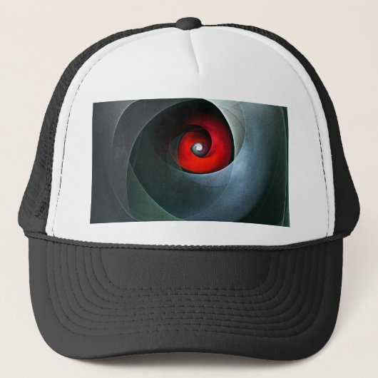Red Swirl Artistic Modern Abstracte kunst Patroon Trucker Pet (Voorkant)