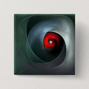 Red Swirl Artistic Modern Abstracte kunst Patroon Vierkante Button 5,1 Cm
