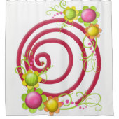 Red Swirl Floral Shower Curtain Douchegordijn (Voorkant)