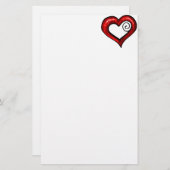 Red Swirl Heart Briefpapier (Voorkant / Achterkant)