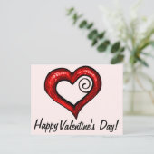 Red Swirl Heart Feestdagenkaart (Staand voorkant)