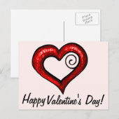 Red Swirl Heart Feestdagenkaart (Voorkant / Achterkant)