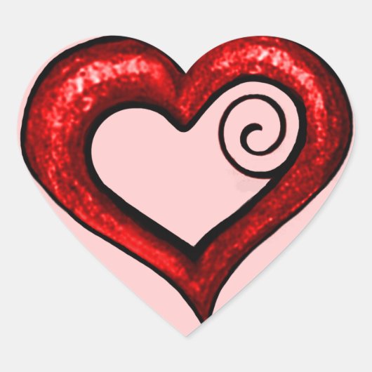 Red Swirl Heart Hart Sticker (Voorkant)