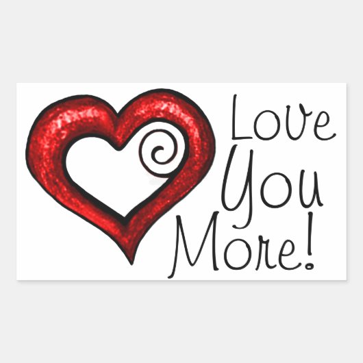 Red Swirl Heart Rechthoekige Sticker (Voorkant)