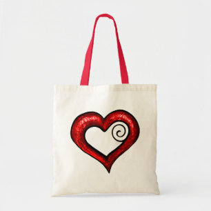 Red Swirl Heart Tote Bag