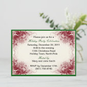 Red Swirl Holiday Celebration Party Uitnodigingen (Staand voorkant)