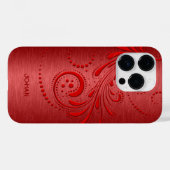 Red Swirl Metallic Red Brushed Steel look Case-Mate iPhone Case (Achterkant (horizontaal))