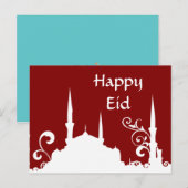 Red Swirl Mosque Ramadan/Eid Banner/Streamer Briefkaart (Voorkant / Achterkant)