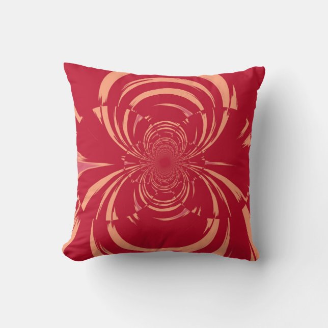 Red Swirl Retro Art Deco Kussen (Voorkant)