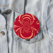 Red Swirl Retro Art Deco Ronde Button 4,0 Cm (In situ)