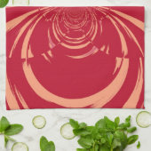 Red Swirl Retro Art Deco Theedoek (Gevouwen)