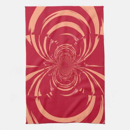 Red Swirl Retro Art Deco Theedoek (Verticaal)
