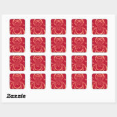 RED SWIRL RETRO ART DECO VIERKANTE STICKER (Vel)