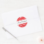 Red Swirl, vrolijk kerstfeest! Ronde Sticker (Envelop)