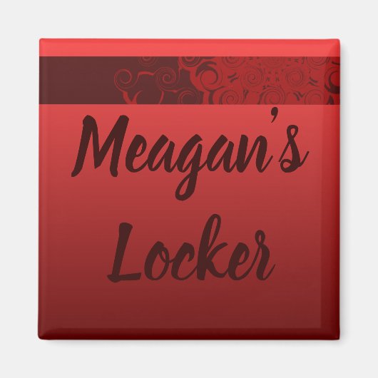 Red Swirls gepersonaliseerde locker Magneet (Voorkant)